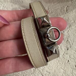Rivale Hermes Cream Leather Double Tour Bracelet